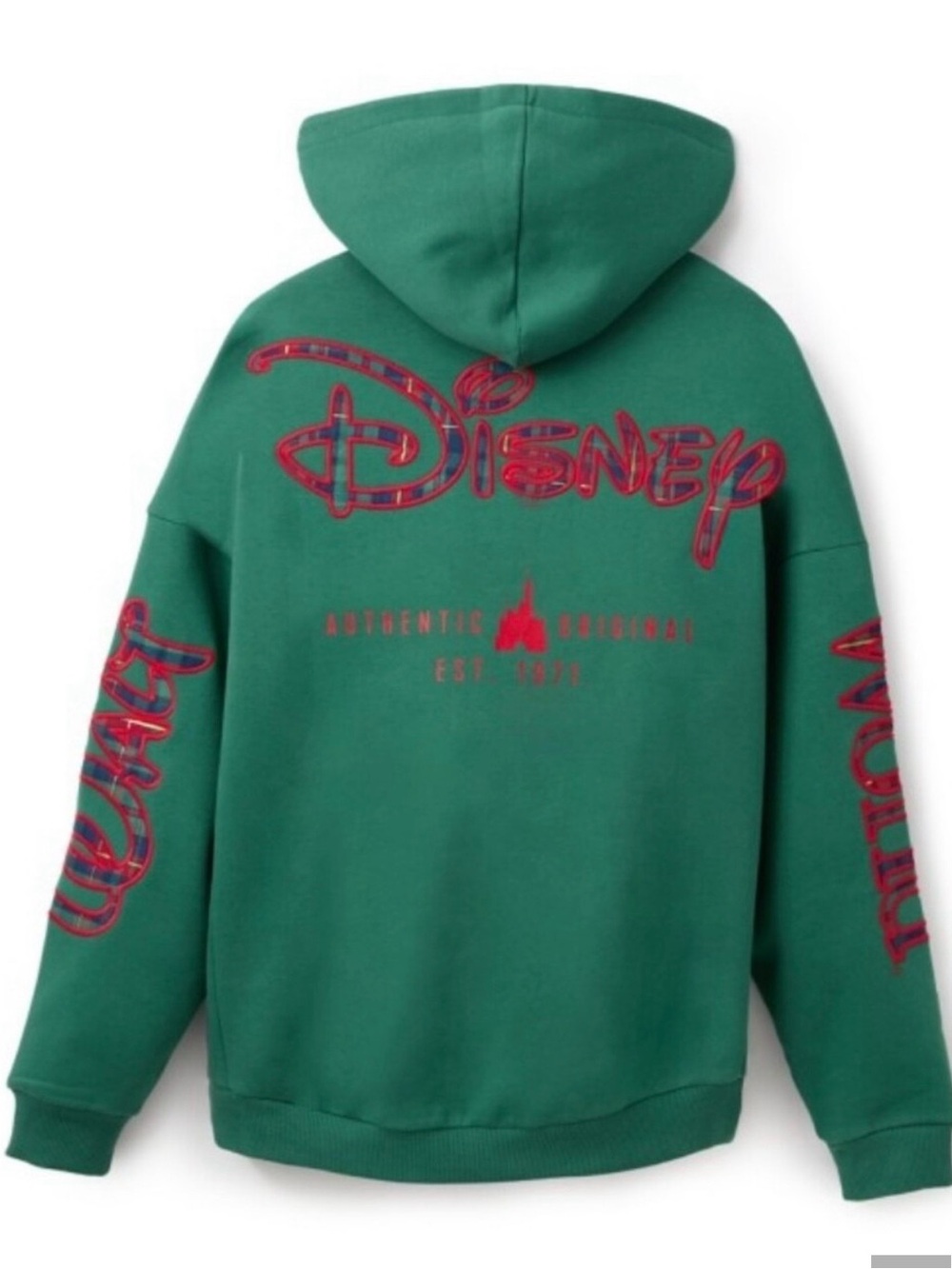 Disney Green Hooded Sweatshirt with Red Logo Accents